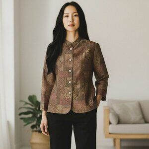 Tudor Court by Haband Womens Extra Large Gold Long Sleeve Button Front Jacket XL